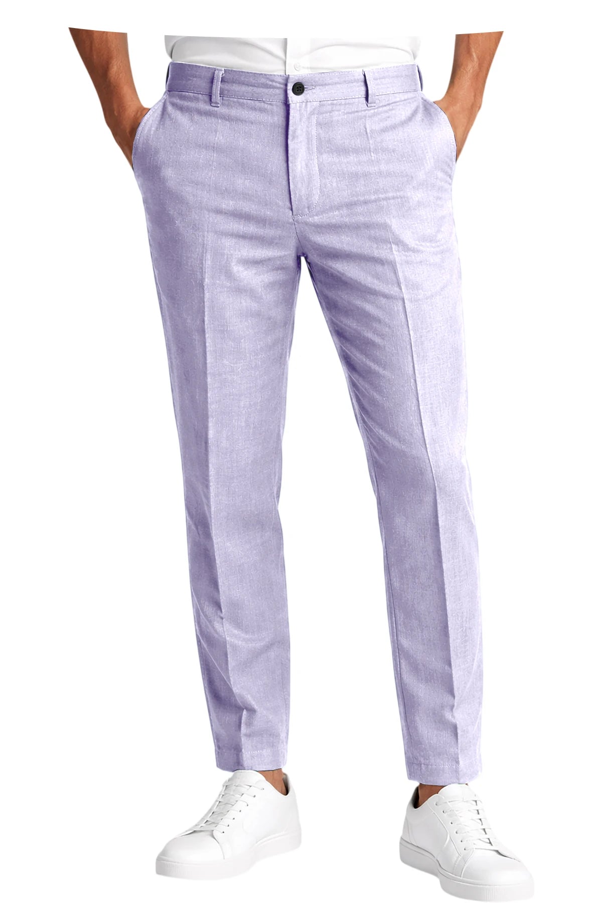 Men's Premium Linen Blend Pants Lightweight Slim Fit Wrinkle-Resistant Trousers Business Office Summer Casual Formal Wear