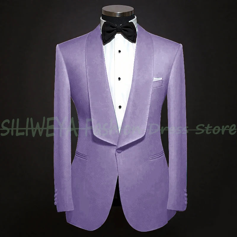 Single Breasted Men's Suit 2 Pieces Jacket Pants High Quality Male Clothing Dinner Party Tuxedo Customized