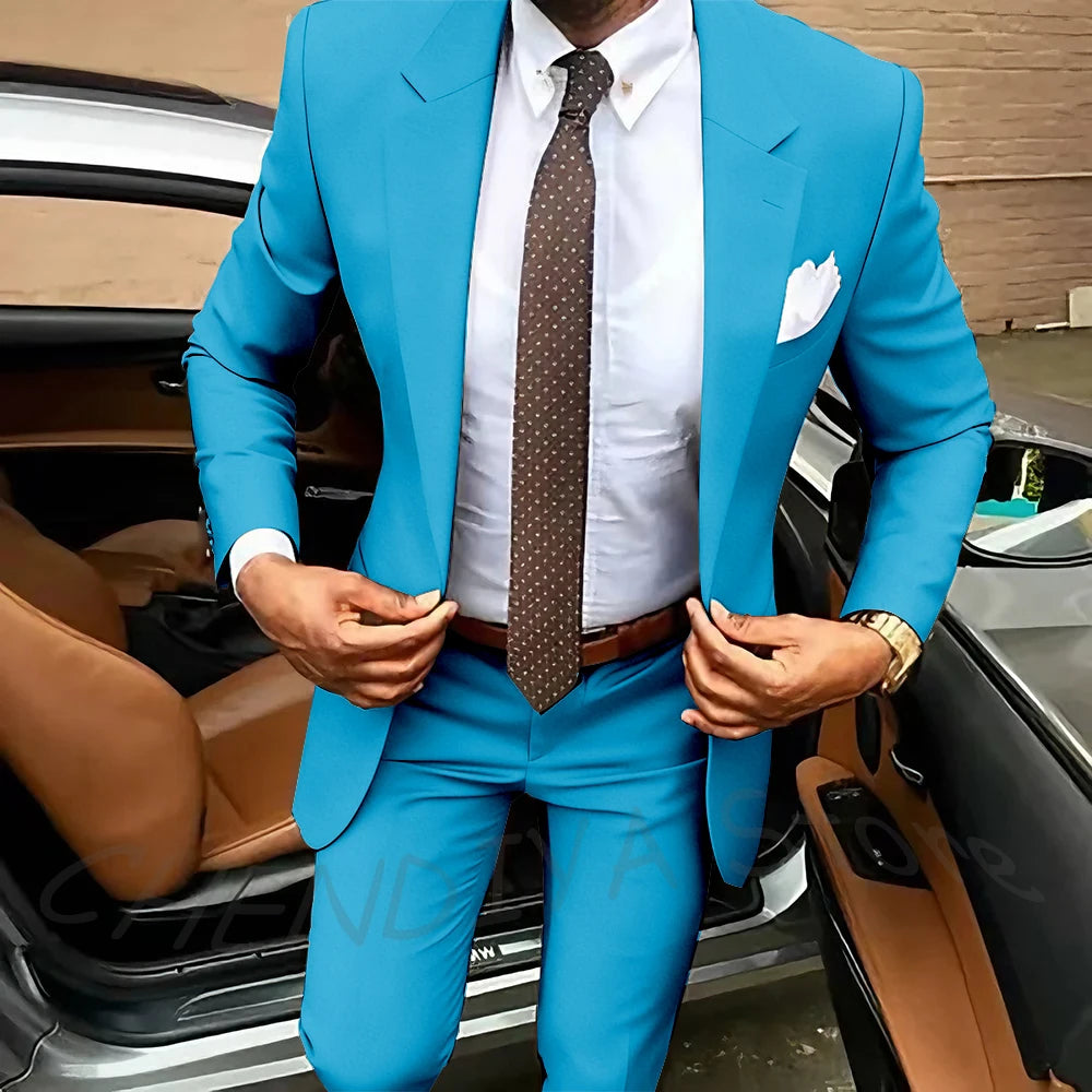 Dark Brown Men's Suits Classic Notched Lapel Slim Fit 2 Pieces Chic Single Breasted Formal Dinner Business Outfits Jacket Pants