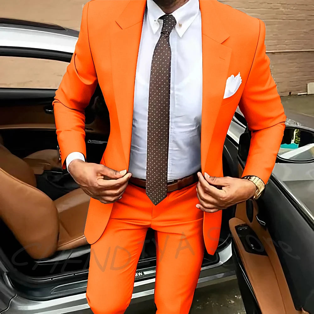 Dark Brown Men's Suits Classic Notched Lapel Slim Fit 2 Pieces Chic Single Breasted Formal Dinner Business Outfits Jacket Pants