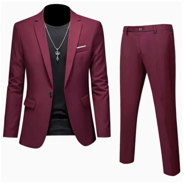 Blazer Men Suits Cardigan Outerwear Single Breasted Blazers Solid Zipper Fly Ankle Length Pants Business Summer Pockets