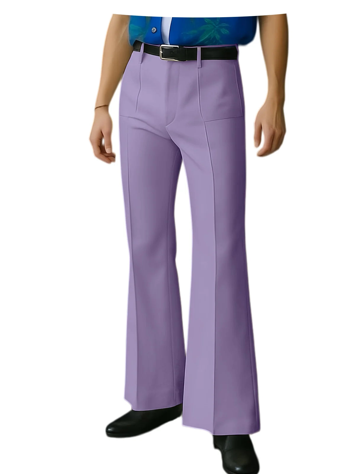Vintage Men's Flare Pants High Waist Pleated Suit Trousers Formal Business Bell Bottom Pants For Casual Party Wedding Streetwear