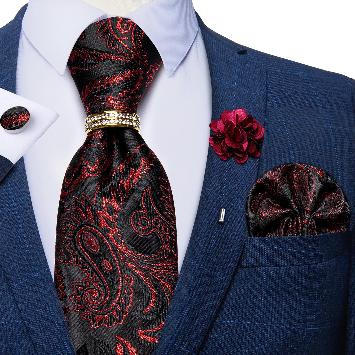 8cm Men Silk Tie White Solid Necktie Men's Formal Wedding Party Ties Cufflinks Hanky Flower Brooch Set Men Gift Corbatas DiBanGu