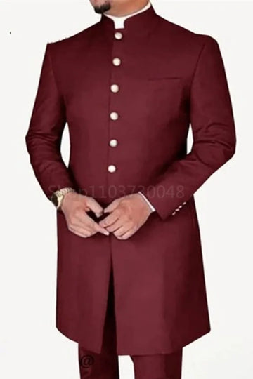 2 Pieces Fashion Style Men Suits Long Coat with Pants Smart Casual Men's Business/Wedding Suits Single Breasted Jacket Trousers