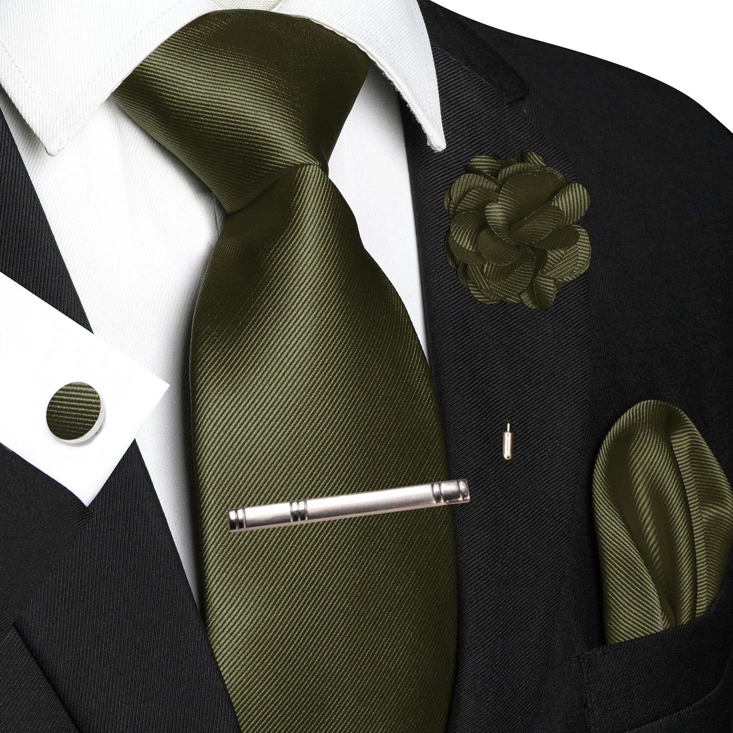 JEMYGINS Blue Solid Wedding Tie For Men Handky Cufflink Brooch Gift Mens Elegant Necktie Fashion Business Party Dropshiping