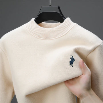 Luxury brand sweater men's fashion Paul high-end embroidery casual round neck winter new plush thick warm knit pullover sweater