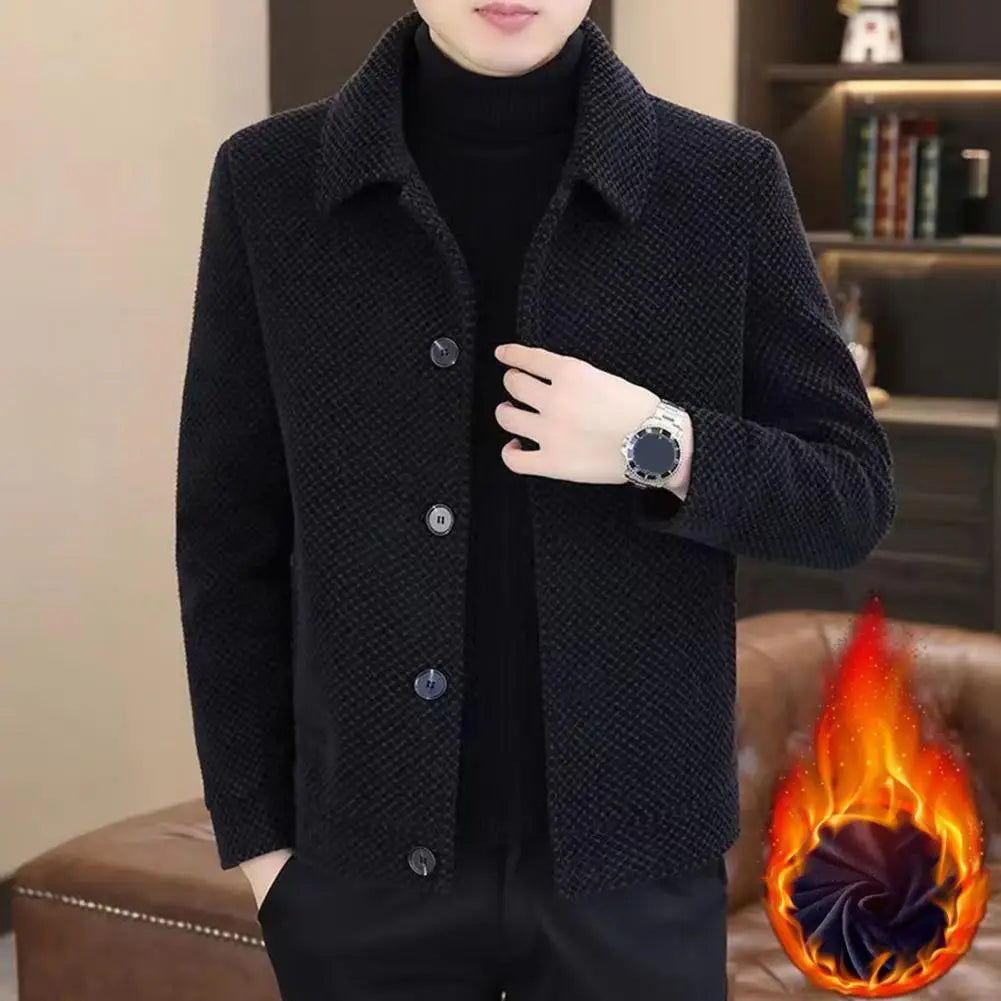 Thickened Plush Lining Men Jacket Coat Autumn Winter Fashion Men's Jacket Casual Short Coat Solid Velvet Plush Winter Jacket