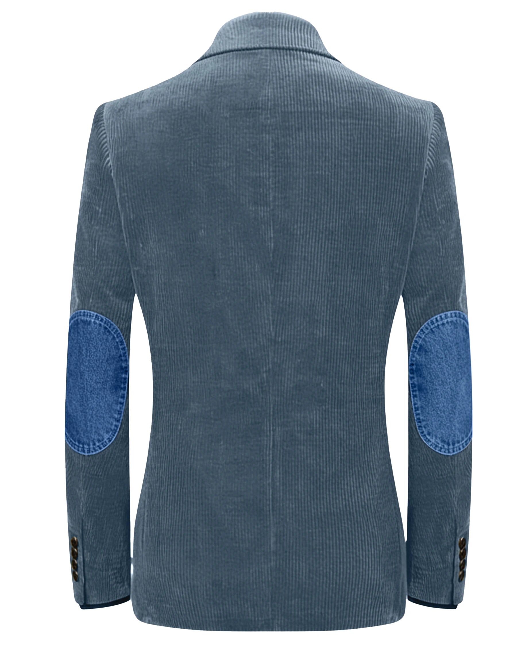 Vintage Men's Corduroy Blazer Jacket with Denim Elbow Patches Casual Business Notch Lapel Suit Sport Coats for Men Spring