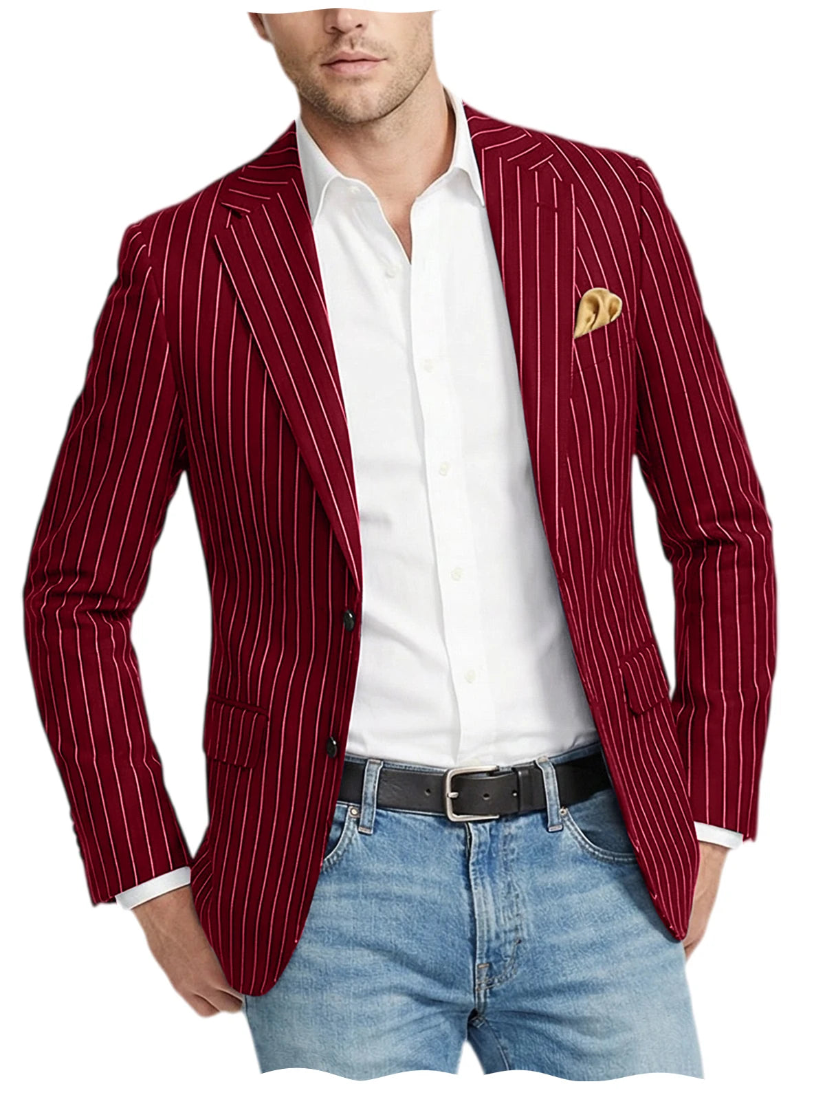 Men's Pinstripe Blazer Jacket Casual Slim Fit  Business Striped Blazer with Pocket Lightweight for Party Wedding Streetwear