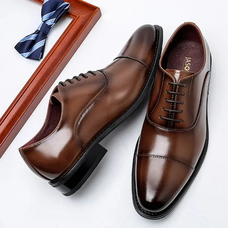 Hot Man Split Leather Shoes Rubber Sole Man Business Office Male Dress Lether Shoes Genuine Leather Wedding Party Shoes Plus 48