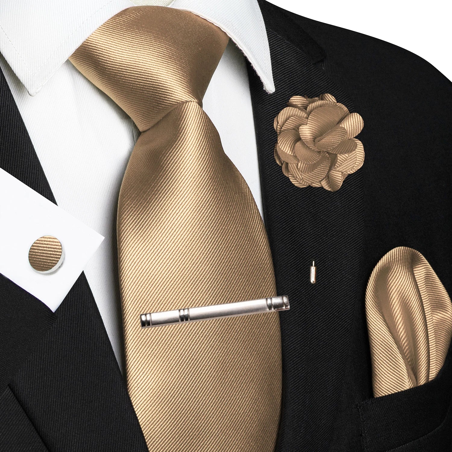 JEMYGINS Blue Solid Wedding Tie For Men Handky Cufflink Brooch Gift Mens Elegant Necktie Fashion Business Party Dropshiping