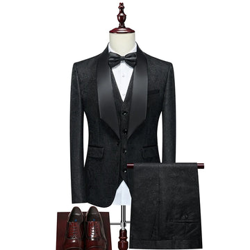 New Tuxedo 3 Piece Suit, Men's Groom's Suit, Top + Vest + Pants