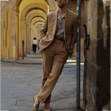 Casual Men's Suit Solid Color Peak Lapel High Street England Style Male Set 2 Piece Daily Office Business Formal Jacket Pants