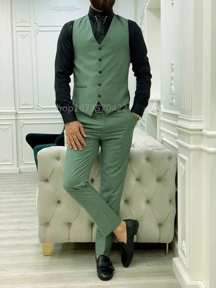 Men's Three Pieces Suit Jacket Vest Pants Peak Lapel Slim Fit Blazer Groom Tuxedos for Daily Party Formal Weddong/Business Suits