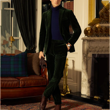 Elegant Velvet Men Suit Slim Fit 2 Piece Peak Lapel Fashion Classic Outfit High Quality Business Office Party Male Clothing
