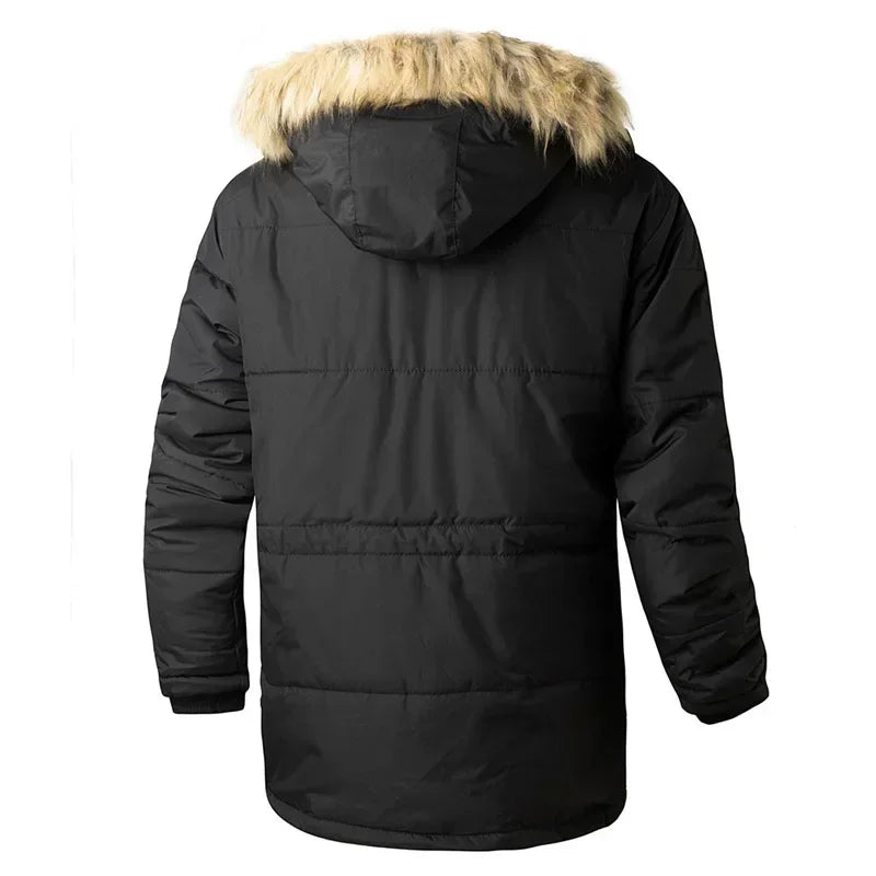 2024 Winter Hooded Cotton-padded Men's Warm and Fleece Coat Thickened Cotton-padded Men's Large Size Cotton-padded Jacket