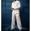 Classic White Men Loose Casual Suits Set 2 Pieces Work Commute Social Party Chic Outfits Boutique Male Clothing