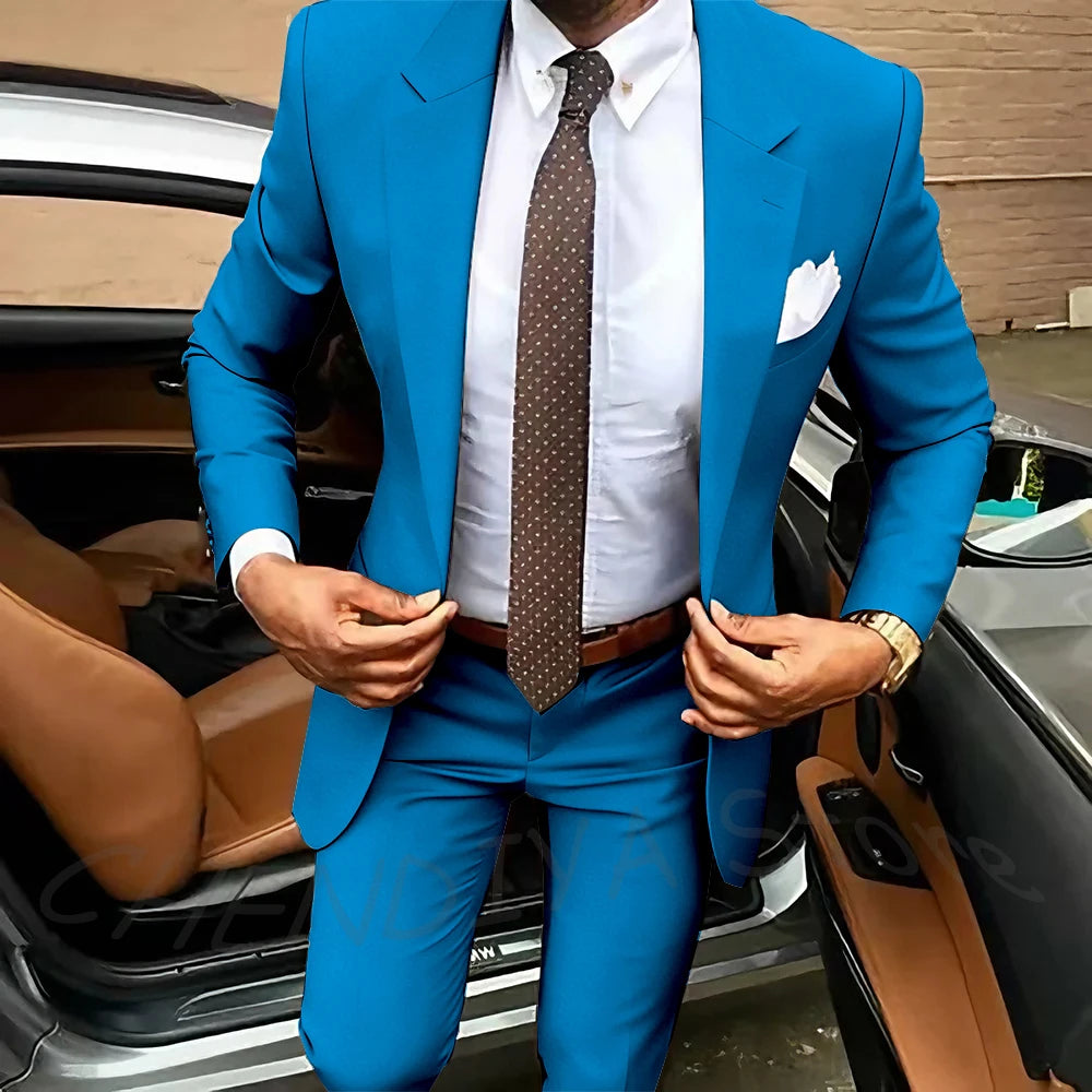 Dark Brown Men's Suits Classic Notched Lapel Slim Fit 2 Pieces Chic Single Breasted Formal Dinner Business Outfits Jacket Pants