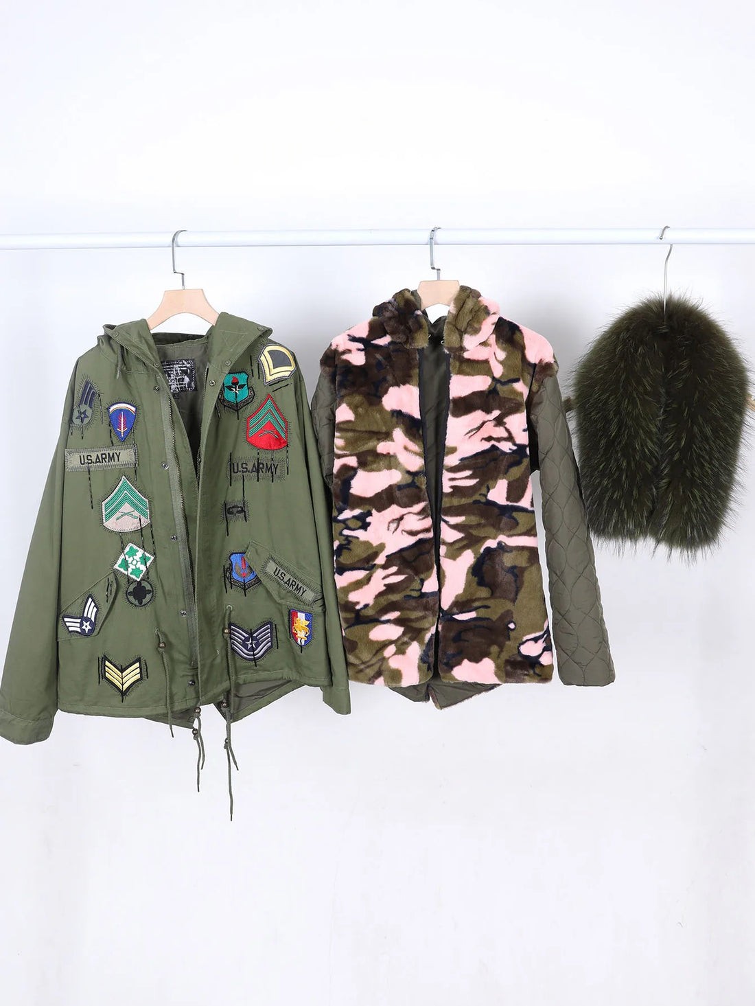 Embroidery Natural Real Fur Collar jacket