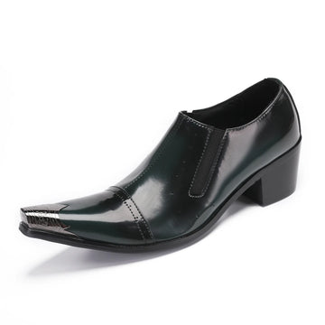 Summer Autumn Men Solid Cow Leather High Heels Oxfords Pointed Toe Slip On Mens Dress Office Career Shoes Large Size 12 13