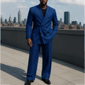 Navy Blue Men's Suit Business Casual Outfit Double Breasted Classic Peak Lapel England Style Party Wedding Groom Suit Set