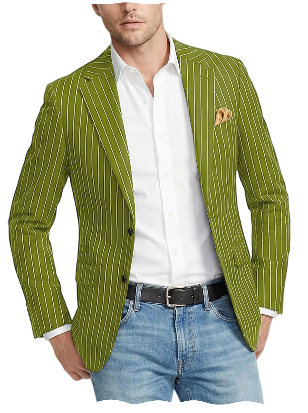 Men's Pinstripe Blazer Jacket Casual Slim Fit  Business Striped Blazer with Pocket Lightweight for Party Wedding Streetwear