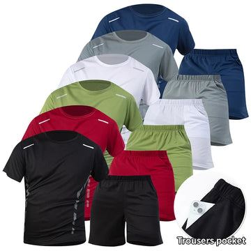 1/2/4 Piece Men's Quick Drying Sports Suit Casual Breathable Short Sleeved T-shirt Pocket Versatile Shorts For Teenagers To Wear