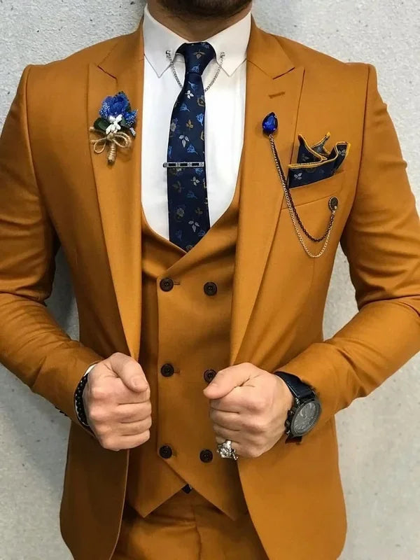 Three-piece  Men Suit Spring and Autumn High Quality Custom Made Business Wedding PromBlazer Sets Slim Fit Costume Homme