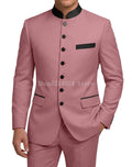 Chinese Tunic Suit Mens 2 Piece Chinese Suits for Men Slim Fit Mandarin Collar Suits for Wedding Prom Party
