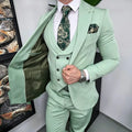 Mint Green Peak Lapel Slim Fit Men's Suit Business Casual 3 Pieces Jacket Vest Pants Fashion Blazer Set Wedding Groom Tuxedos