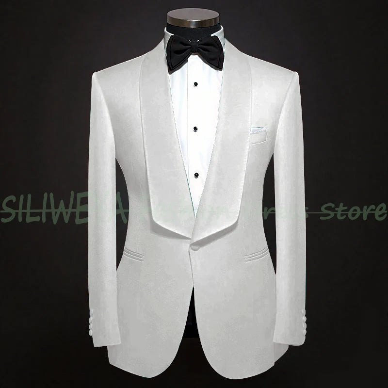 Single Breasted Men's Suit 2 Pieces Jacket Pants High Quality Male Clothing Dinner Party Tuxedo Customized