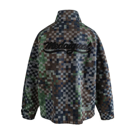 PFHQ Mosaic Camouflage Cotton Jacket Contrast Color Stand Collar Letter Design Long Sleeve Autumn Winter Male Tops 21Z6893