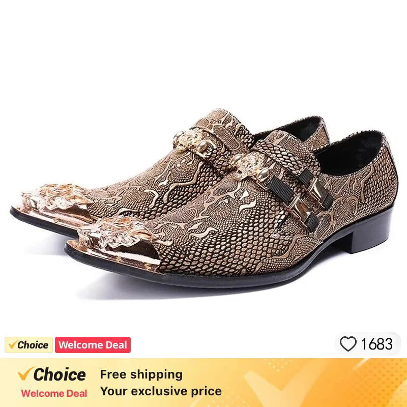 Crocodile Grain Men Shoes Pointed Iron Toe Leather Dress Shoes Black Lace-up Formal Business Shoes Men Zapatos Hombre