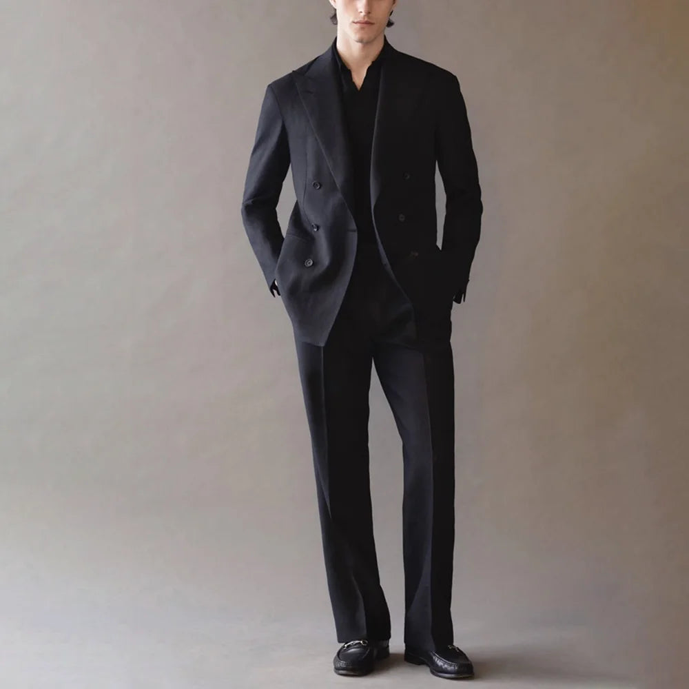 2 Pieces Men Suits Double Breasted Notched Lapel Summer Casual Terno Masculino Beach Party Jacket+Pant Groom Wedding Tuxedos