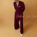 Double Breasted Men Solid Color Suit 2 Pieces Jacket Pants Business Casual Social Party Male Clothing Best Man Costumes Hommes