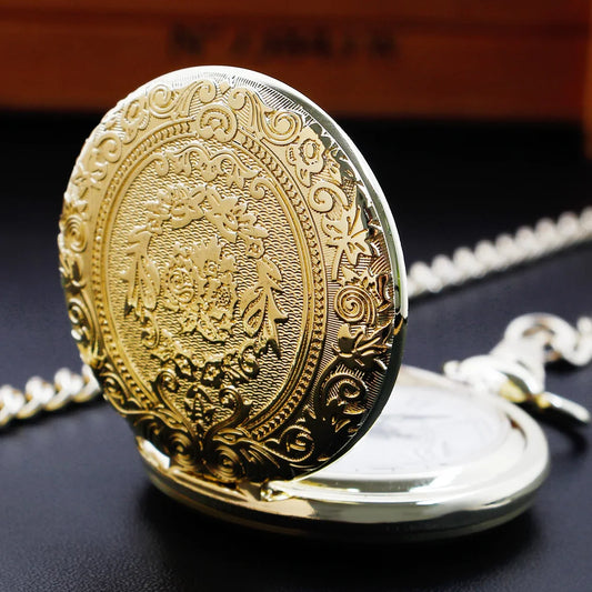 Vintage Gold Luxury Quartz Pocket Watch Men's Men colar