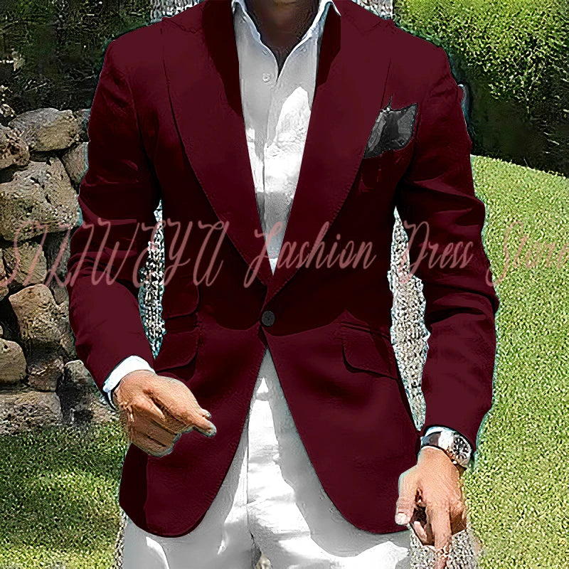 Fashion Single Breasted 2 Pieces Men's Suit Jacket Pants High Quality Boutique Male Clothing Customized