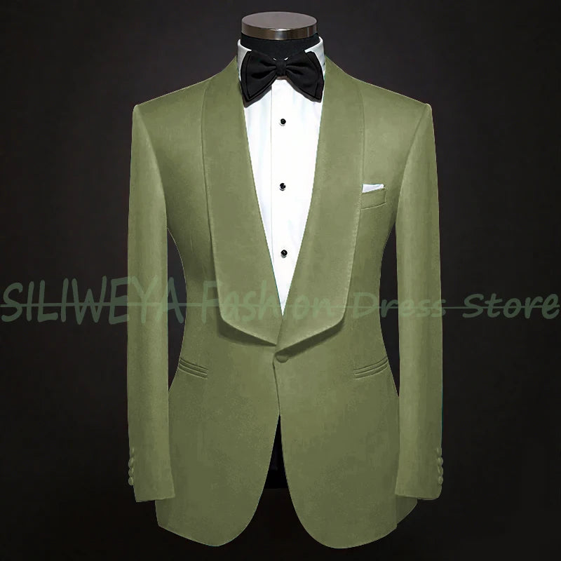 Single Breasted Men's Suit 2 Pieces Jacket Pants High Quality Male Clothing Dinner Party Tuxedo Customized