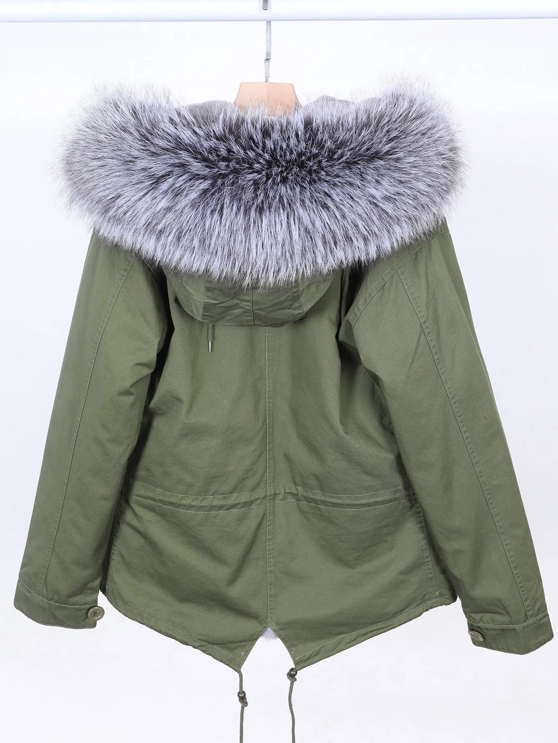 Winter Women's Embroidered Army green Parka Coat Warm Natural Fur Collar Women's Jacket Outerwear