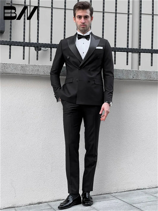 Handsome 2 Piece Suit Simple Single Breasted Elegant Groom Men's Wedding Dinner Suit Prom Party Personalized Jacket Pants