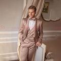 Autumn Winter Satin Men's 3 Pieces Suit Jacket Pants Vest for Wedding Banquet Business Blazer Set Traje De Hombre Elegante