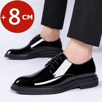 Yeinshaars New Men 6/8cm Derby Shoes Patent Leather Height Increase Men Dress Shoes Formal Elevator Business Shoes Bright Upper