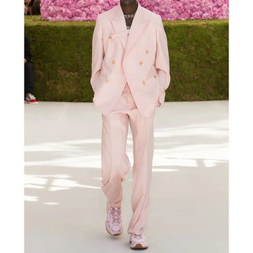 Double Breasted Pink Men's Suit Business Casual Daily Social Party Work Commute Luxury Tuxedo Customized