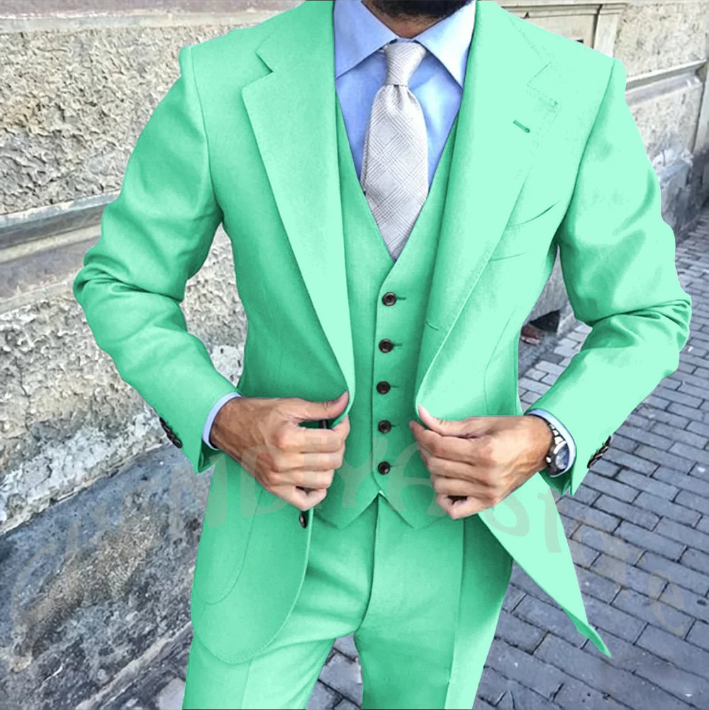 Latest Design Brown Man Work Suit Groom Tuxedos Notch Lapel Mens Business Suits Wedding  Dress Suit Sets (Jacket+Pants+Vest+Tie)