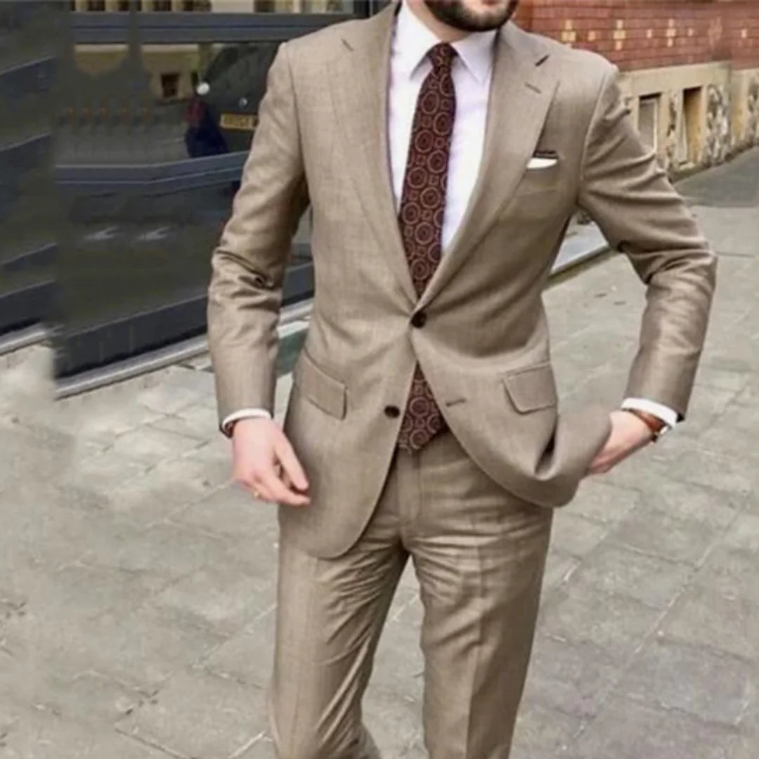 2 Pieces Handsome Slim Fit Casual Mens Prom Suits Notched Lapel Groomsmen Beach Wedding Tuxedos For Men Blazers Jacket Pant