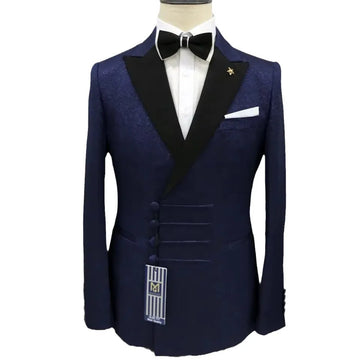 Spring Men's Suit 2 Pieces Men's Suit Green Jacquard Double-breasted Two-piece Suit for Men