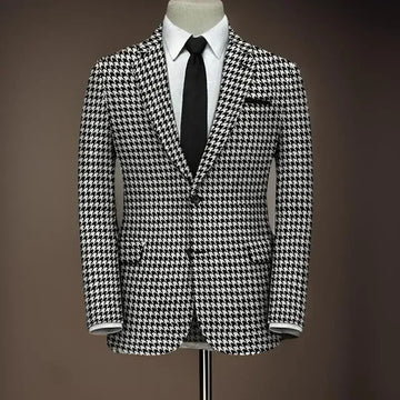 American Style Plaid Formal Men Suit Jacket For Wedding Groom 1 Piece Notch Lapel Slim Fit Houndstooth Male Tuxedo Blazer 2025
