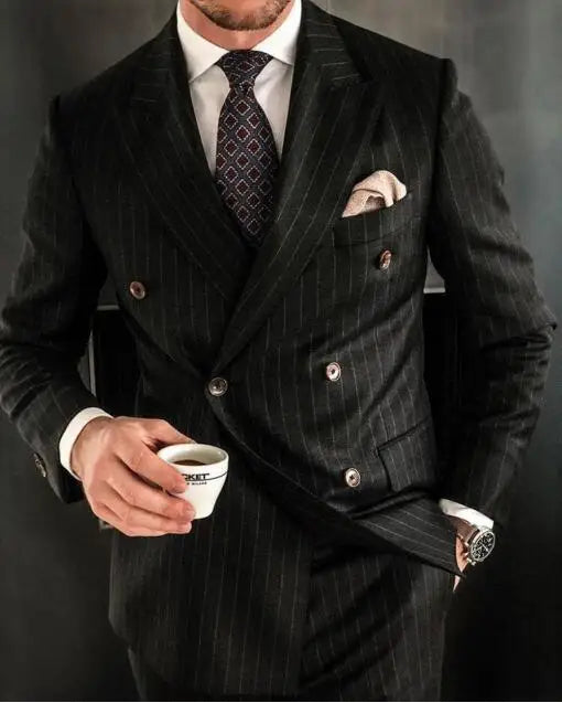 Fashion Lattice Men's Suit Slim Fit Prom Wedding Suits For Men Groom Tuxedo Jacket Pants Set Custom Casual Formal 2 Piece