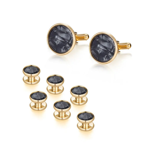 Cufflinks de casamento Tuxedo Studs Set para homens acessórios de 1Pair Bufflinks e 6 PCs Tuxedo Studs Camisa do marido Presente de convidado de casamento