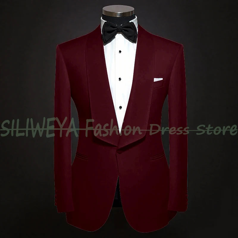 Single Breasted Men's Suit 2 Pieces Jacket Pants High Quality Male Clothing Dinner Party Tuxedo Customized